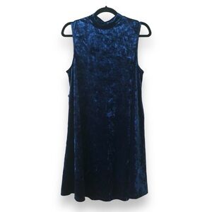 Modcloth Pure Luxe Crushed Velvet Swing Mini Dress Blue Sleeveless NWOT Size XL